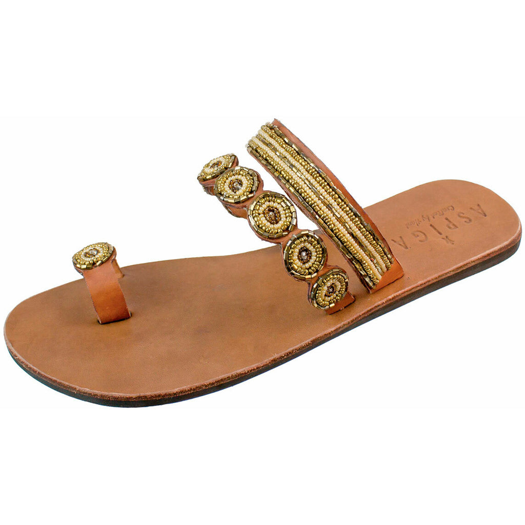 Chanclas Mujer Mabha Flat Sandal Aspiga Oro 1