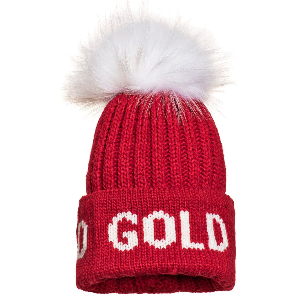 Gorro Mujer Hodd Beanie Real Raccoon Fur Goldbergh Rojo 1