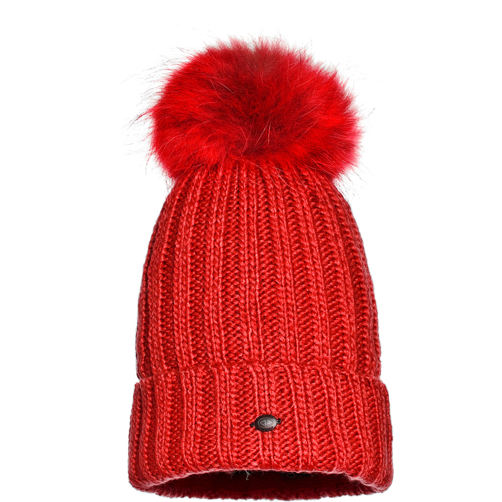 Gorro Mujer Una Beanie Real Raccoon Fur Goldbergh Rojo 1